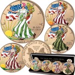 USA AMERICAN SILVER EAGLE FOUR SEASONS 2016 Four Silver Coin Set $4 GOLD PLATED Edition 4 oz